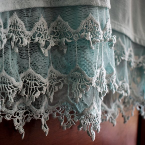 Turquoise Long Sleeved Lace Tunic - Picture 2 of 4